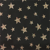 Elasztikus tüll csillag glitteres mintával - NERO/GOLD